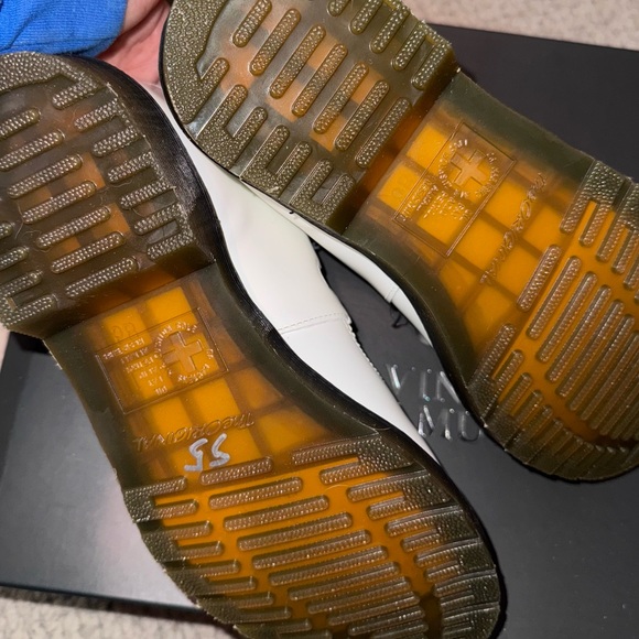 Dr. Martens 

White Vegan Leather Round Toe Buckled Vamp Strap Flat Mary Janes - Picture 6 of 6